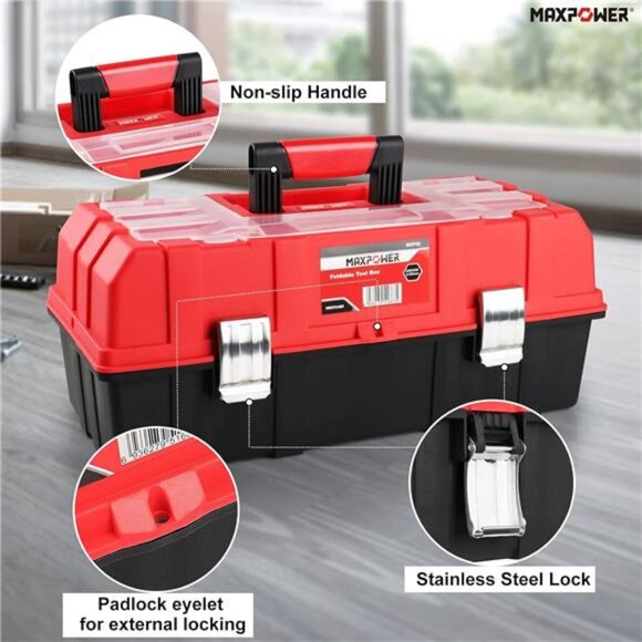 🛠️ 3-Layer Folding Toolbox – Large Capacity, Durable & Lockable Storage Box ✨ - Picture 3 of 7